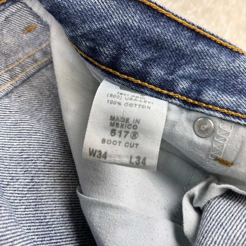 Vintage Levis 517 Mens 34x34 Bootcut Jeans Thigh Faded Festival Denim